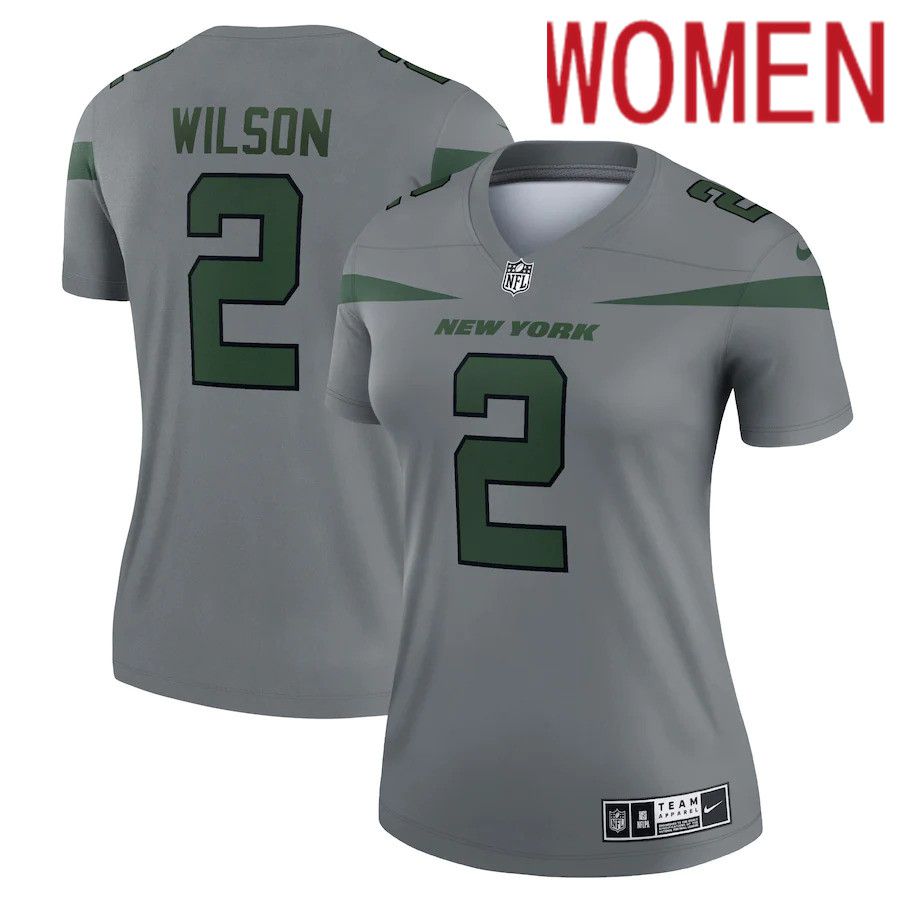 Women New York Jets #2 Zach Wilson Nike Gray Inverted Legend NFL Jersey